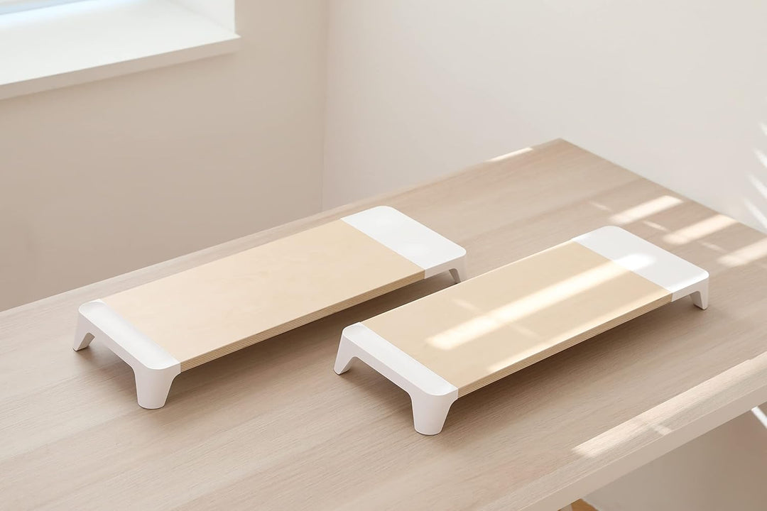 POUT Eyes6 - Monitor Stand with Quick Charger Light Wood (Maple) Colour with White Finish Ladestände