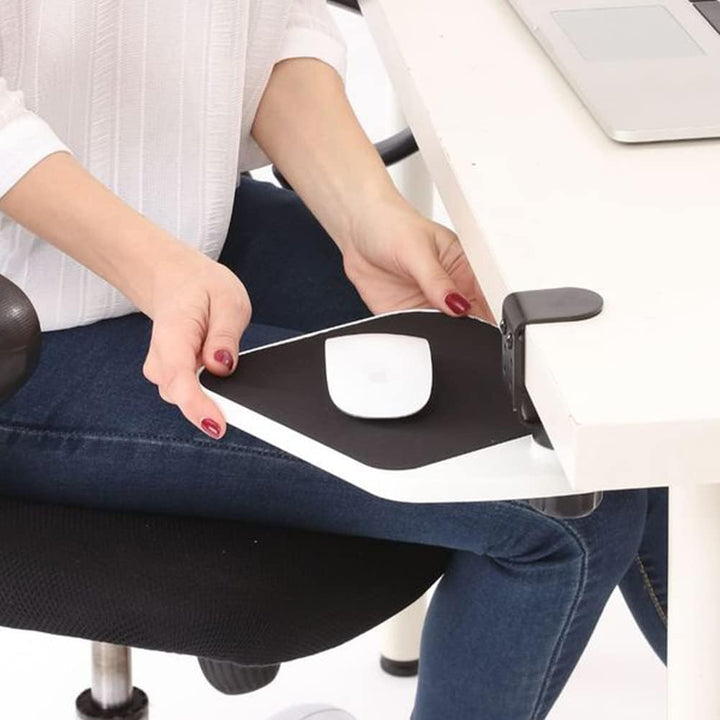 Mausablage für Zuhause, Büro, unter dem Schreibtisch, Klemmplattform, 360 ° drehbar, Verlängerungsbr