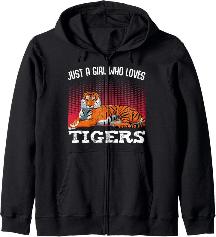 Just A Girl Who Loves Tigers Tier Safari Wildnis Zoo Lustig Kapuzenjacke