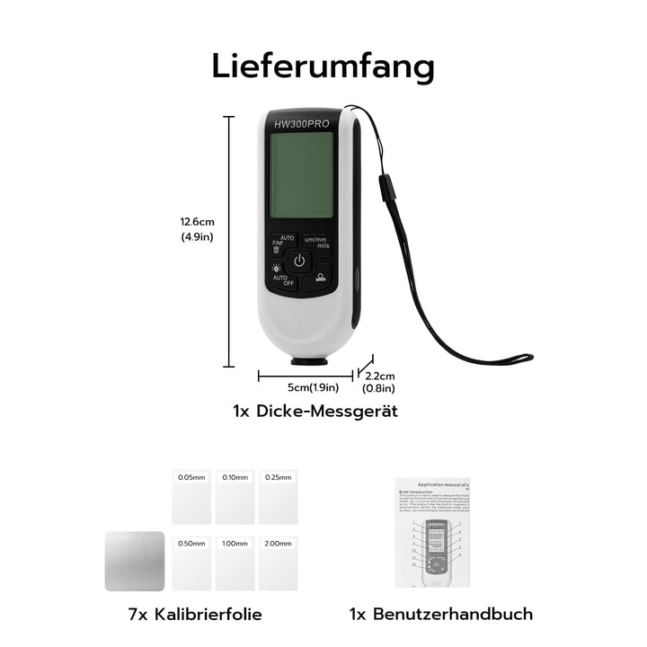 Mcbazel Digitales Schichtdickenmessgerät, Lackdickenmessgerät, Lackmessgerät Auto, Messbereich 0 bis