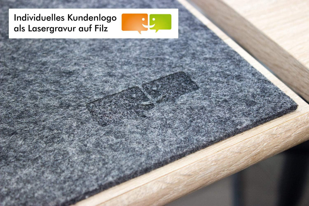 Designer Filz Schreibtischunterlage dunkelgrau in XXL (ca. 40x80cm gross). Originelle Schreibunterla