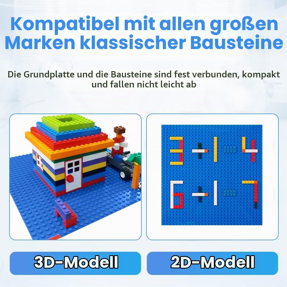 HOTUT Bauplatte Kompatibel mit Meisten Marken, 16 Platten-Set Classic Bausteine Grundplatte 25.5 * 2