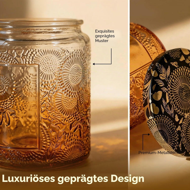 LumaCraft Candle Luxus Relief Kerzengläser zum Kerzen giessen- 12er Pack Leere Glasgefässe mit Luftd