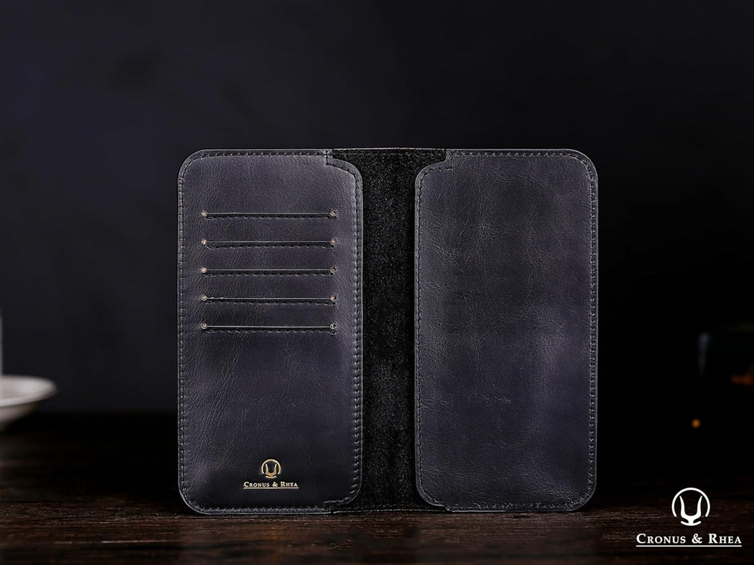 Cronus & Rhea - Smartphone Geldbörse aus Leder - Modell: Cerberus - Mit Geschenkbox - Geldbeutel Hül