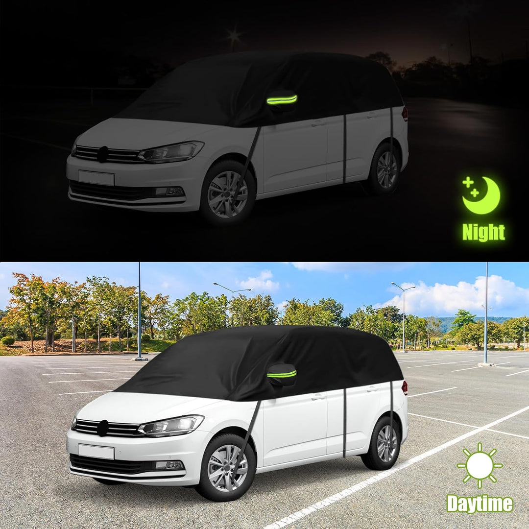 Autoabdeckung Wasserdicht Ersatz für VW Touran 2015-2024, Sonnenfest Hälfte Autoabdeckung, Halbgarag