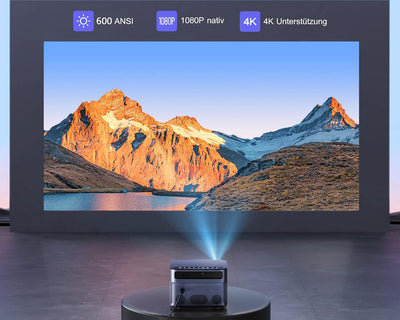 【Autofokus/Trapezkorrektur】 Beamer, 15000 Lumen WiFi Bluetooth Beamer Full HD 1080P, Heimkino Video