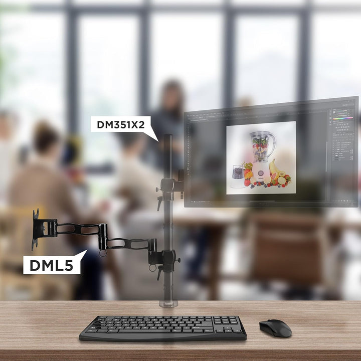 Duronic DML5 BK Monitorarm, Erweiterung für Monitor Halterung, Geeignet für Bildschirme bis 27 Zoll,