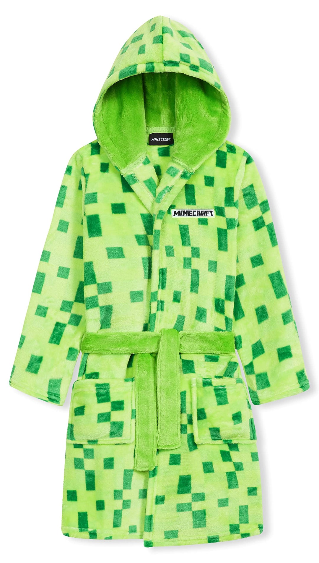 Minecraft Bademantel Kinder Jungen Weicher Fleece Morgenmantel mit Kapuze Badeponcho Creeper Gamer G
