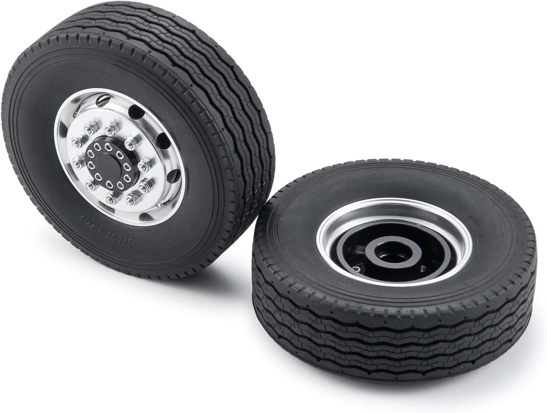 AXspeed 2 Stück Vorderrad Felgen & Reifen Set RC Räder für 1:14 Tamiya Traktor Truck Climbing Traile