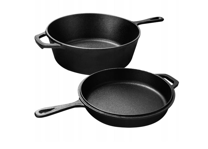 KRAFT&DELE KD4245 Gusseisen Dutch Oven 26 cm 3in1 Kochtopf | mit Pfanne und Deckel, für Induktion, G