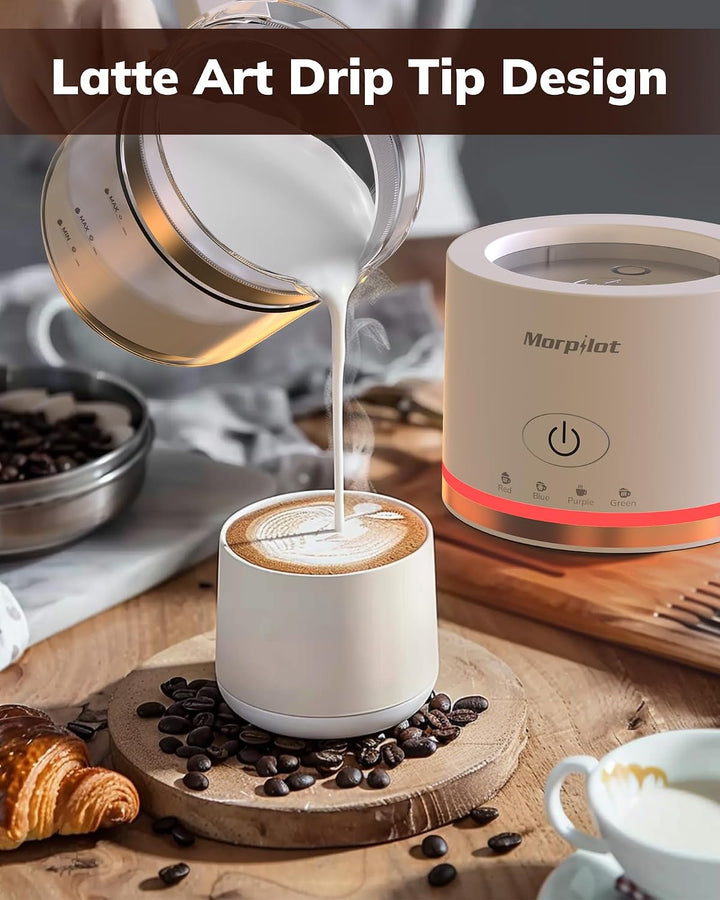Morpilot Milchaufschäumer Elektrisch, 500ml 600W, 4 in 1 Milchschäumer für Heisser und Kalter, Visue