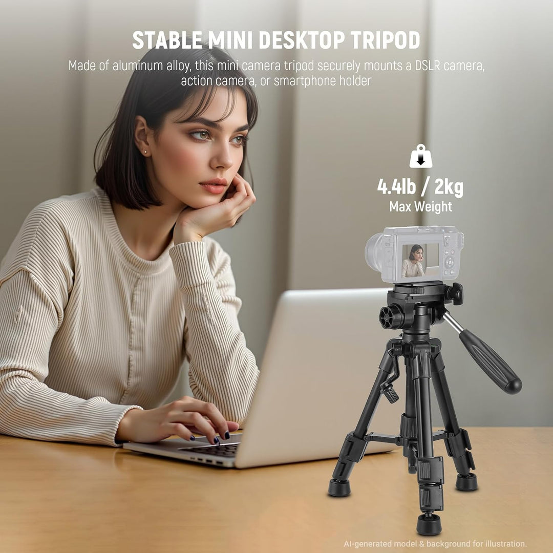 NEEWER Basic Mini Tisch Stativ für Kamera mit 3 Wege Schwenk Neigekopf und Handgriff, Kleiner tragba