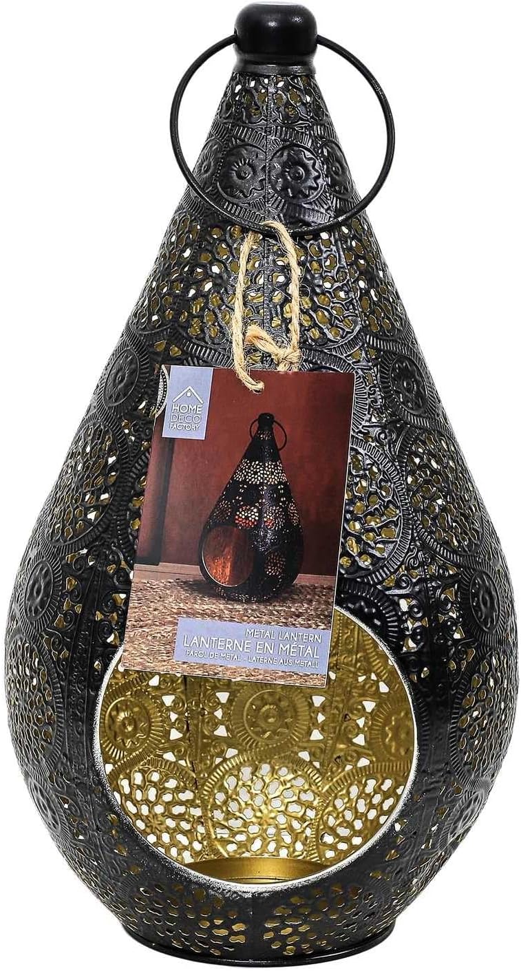 HOME DECO FACTORY, HD9106, Openwork Metal Lantern with elegant Design, ideal as a Candle Holder or t