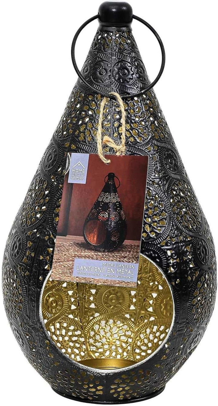 HOME DECO FACTORY, HD9106, Openwork Metal Lantern with elegant Design, ideal as a Candle Holder or t