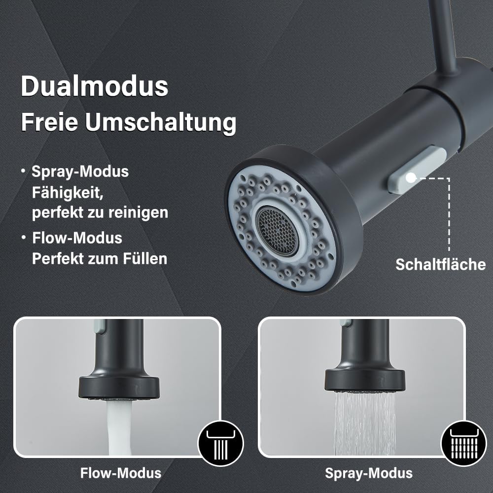 Wasserhahn Küche Niederdruck Flexibler Armatur Küche 2 Verstellmöglichkeiten 360° Schwenkbar Herunte
