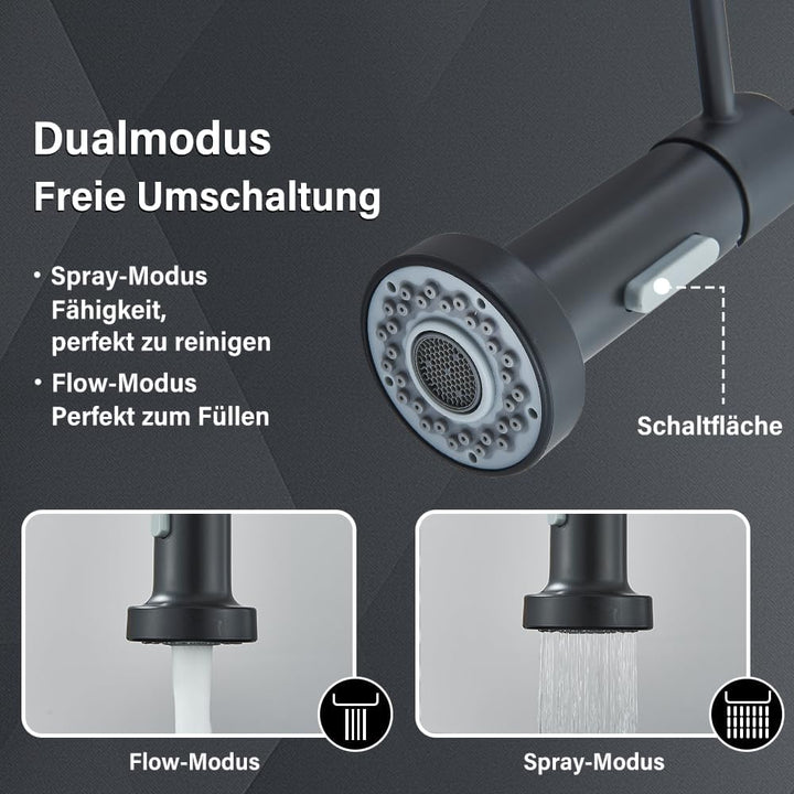 Wasserhahn Küche Niederdruck Flexibler Armatur Küche 2 Verstellmöglichkeiten 360° Schwenkbar Herunte