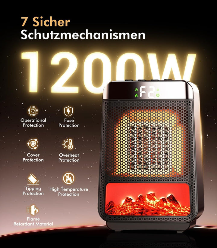 9.0 Mini Heizlüfter Bad【Heizleistung Nr.1–SPD Zertifizierung】【7 sichere Schutzmechanismen】Keramik He