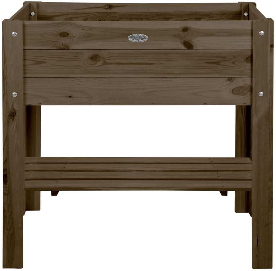 Hochbeet aus Holz mit Einlagefolie, braun, Holzhochbeet für Terrasse und Balkon, Gemüse- und Kräuter