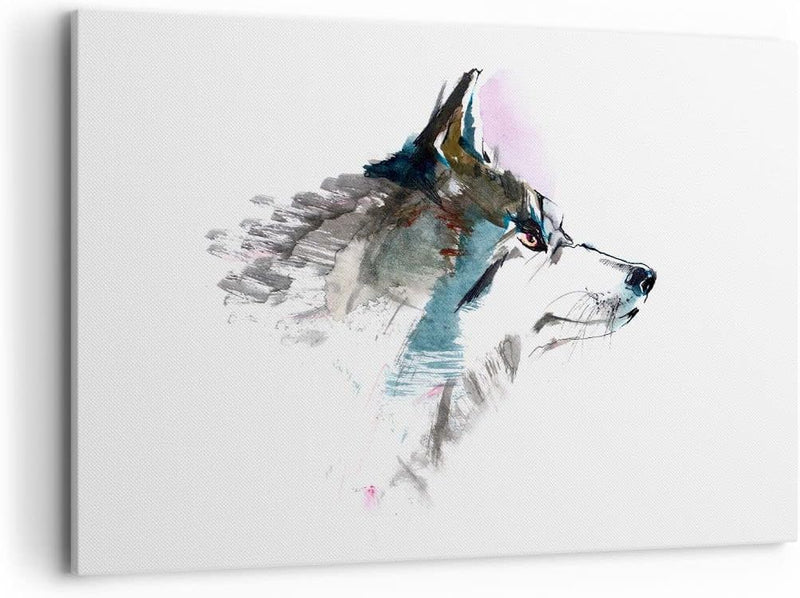 Bilder auf Leinwand 100x70cm Leinwandbild Hund Illustration Fantasie Gross Wanddeko Bild Schlafzimme