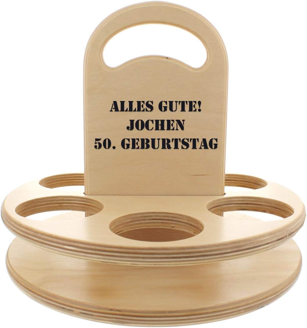 Unbekannt Der Holz-Bier-Träger für Feierfreunde mit Ihrer Personalisierung - Tolle Geschenkidee für