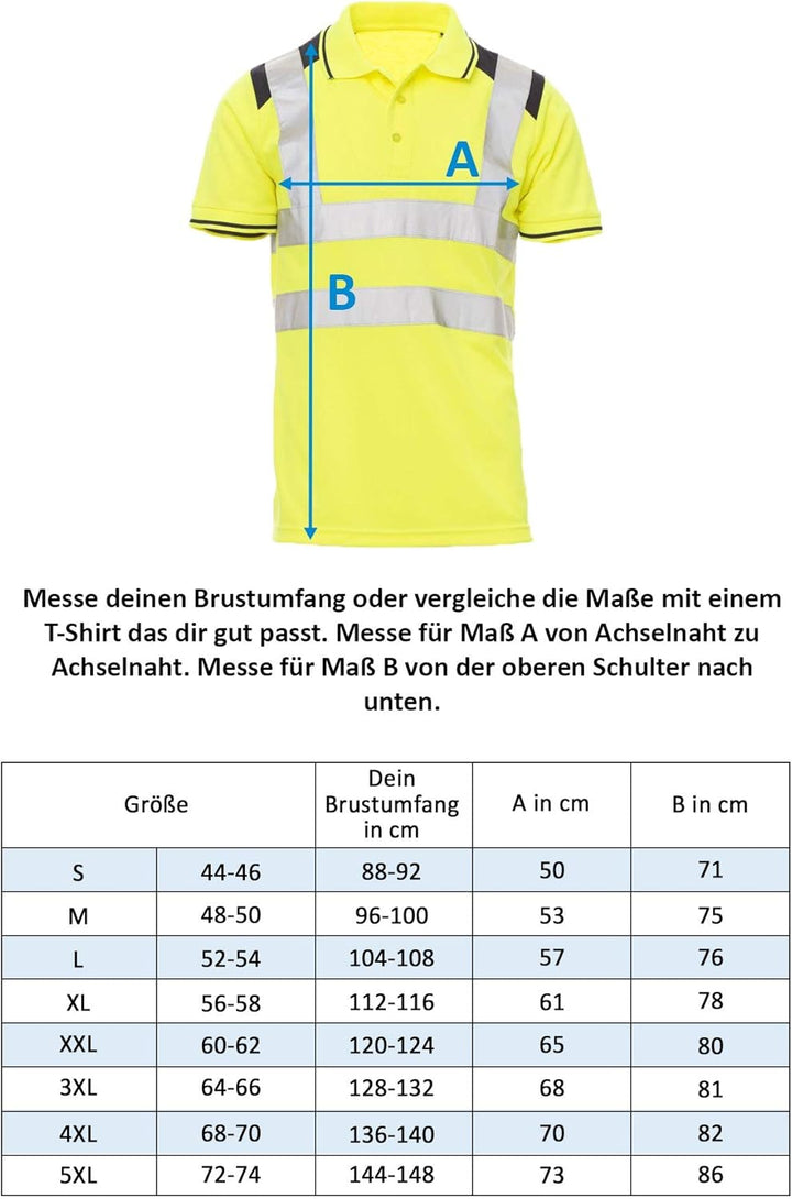 Mivaro Herren Warnschutz Poloshirt, Hohe Sichtbarkeit durch Reflexstreifen EN ISO 20471 Klasse 2, L