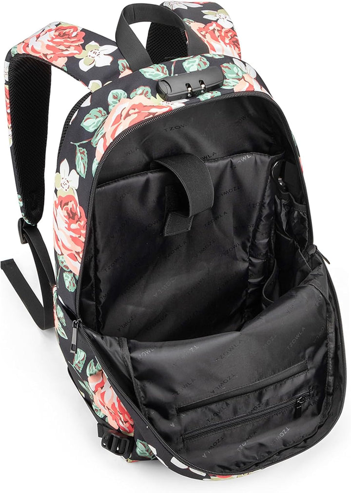 Tzowla Anti Diebstahl Laptop Rucksack für Herren,Rucksack Wasserdicht mit USB-Ladeanschluss und Schl
