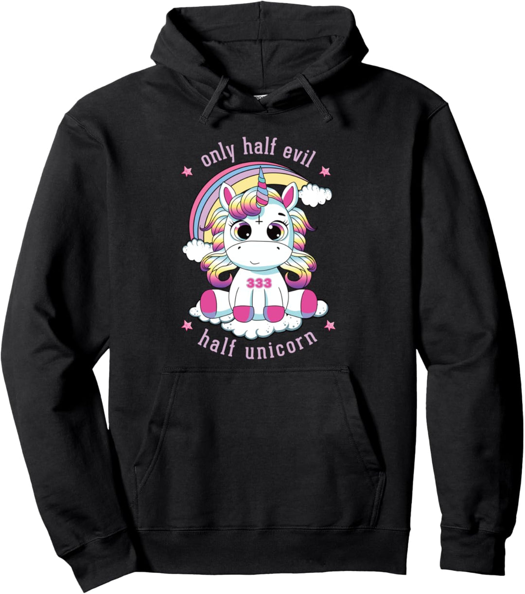 Pastel Goth 333 Only Half Evil Kawaii Unicorn Pullover Hoodie
