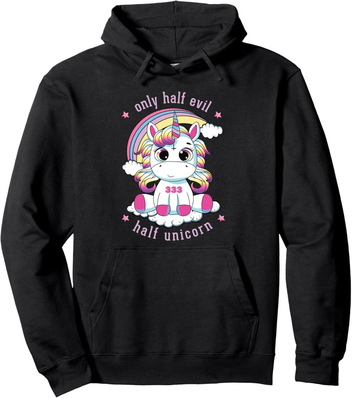 Pastel Goth 333 Only Half Evil Kawaii Unicorn Pullover Hoodie