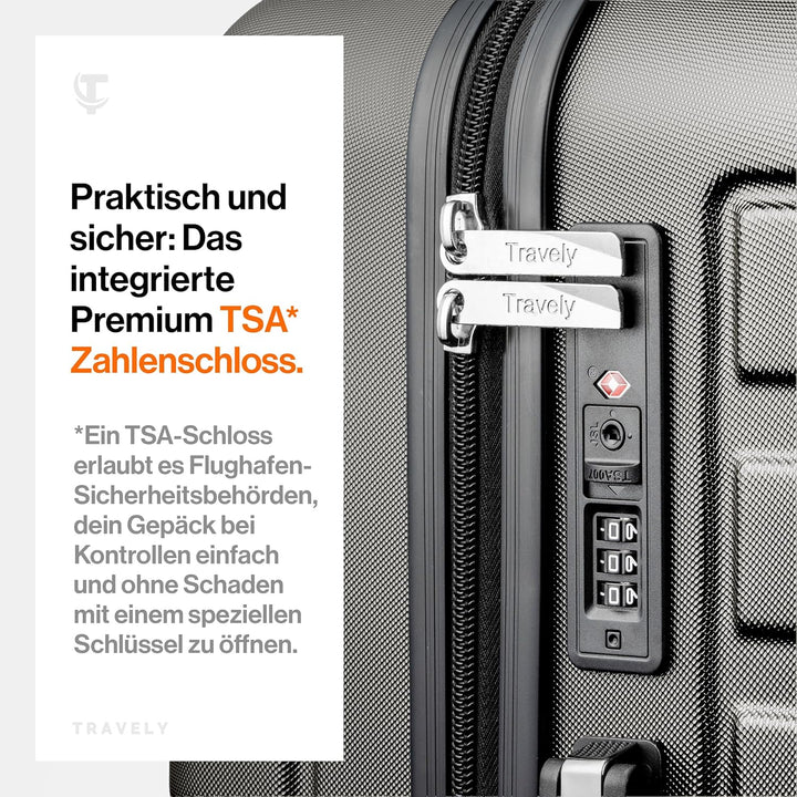 Travely Premium Koffer 24" Jede Menge Platz mit mehr als 75L Volumen, sehr robuster Hartschalen Koff