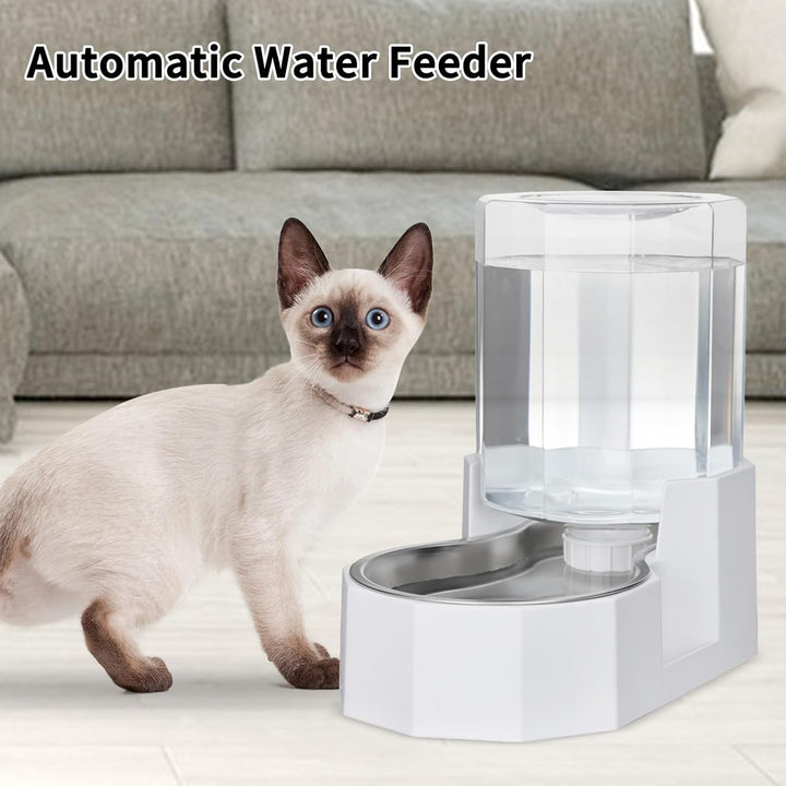 Sfozstra 5L weisser Trinkbrunnen f. Hunde – Edelstahl, standsicher | Schwerkraftbetrieben, 5L, weiss