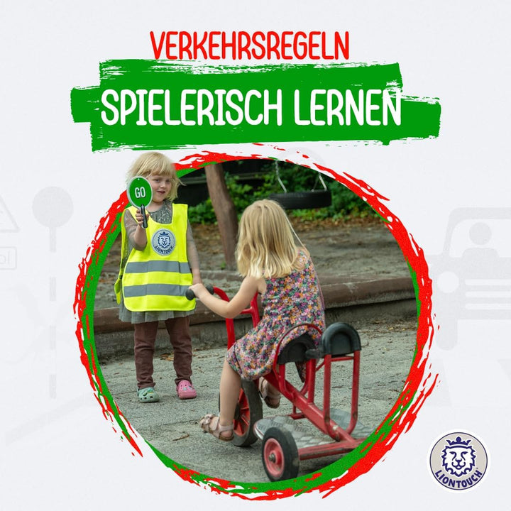 Liontouch - Stop & Go-Schilder, 3er-Pack, Rot & Grün | Ab 3 Jahre - 30 x 17 cm | Robuste, beidseitig