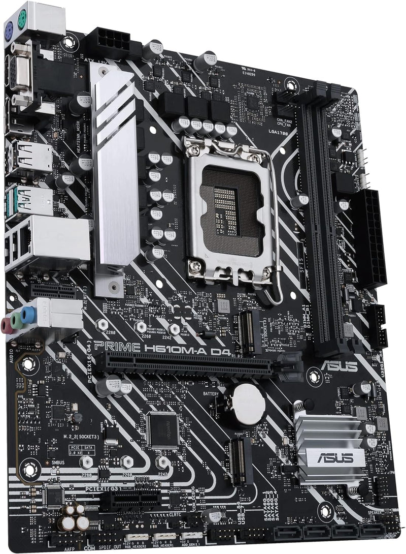 ASUS PRIME H610M-A D4 Gaming Mainboard Sockel Intel LGA 1700 (Intel H610, mATX, DDR4 Speicher, PCIe