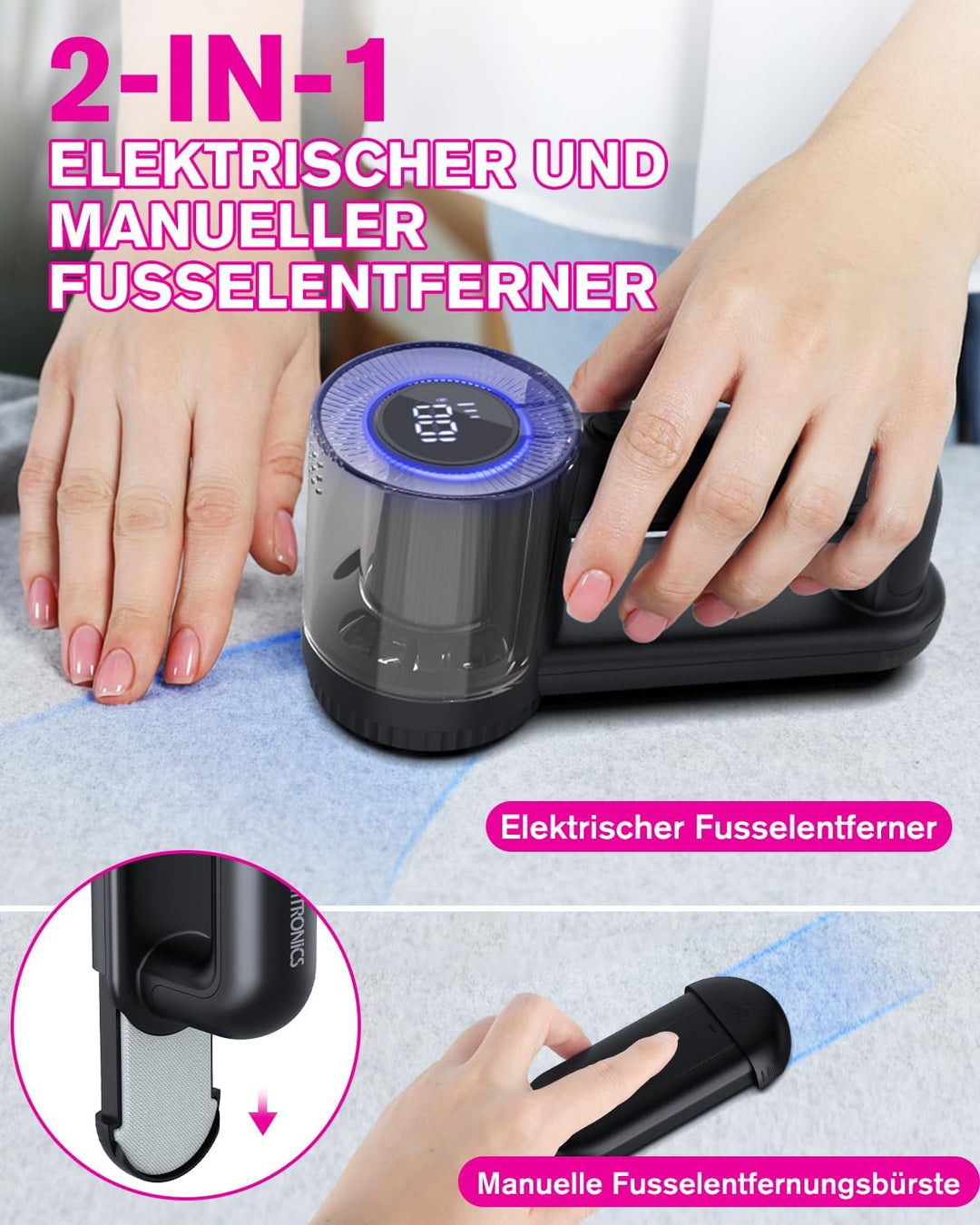 Fusselrasierer Elektrisch, [USB Aufladung] Homtronics Fusselentferner für Kleidungsstücke, LED-Anzei