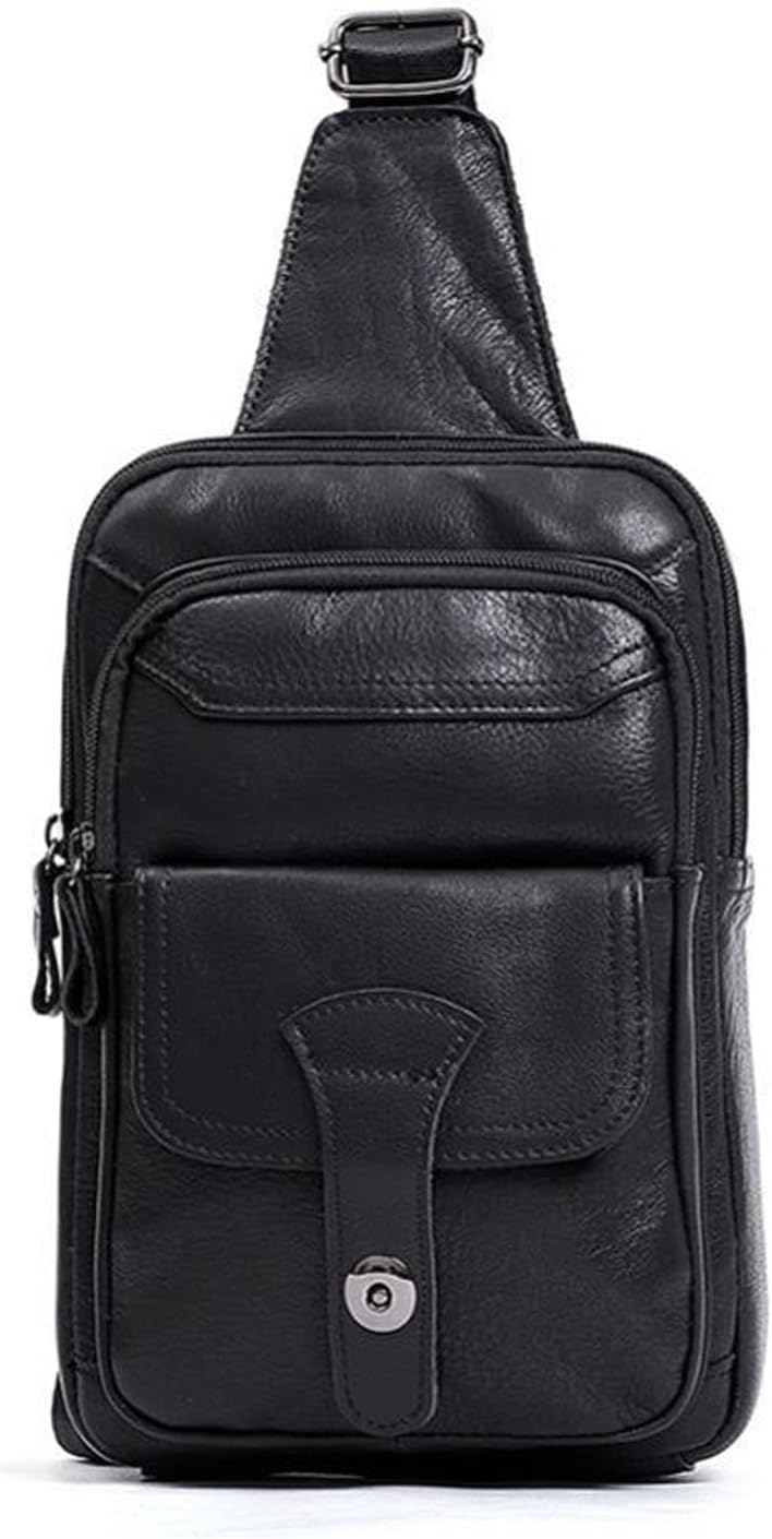 FANDARE Retro Brusttasche Leder Sling Bag Herren Umhängetaschen Schultertasche Wasserresistent Cross