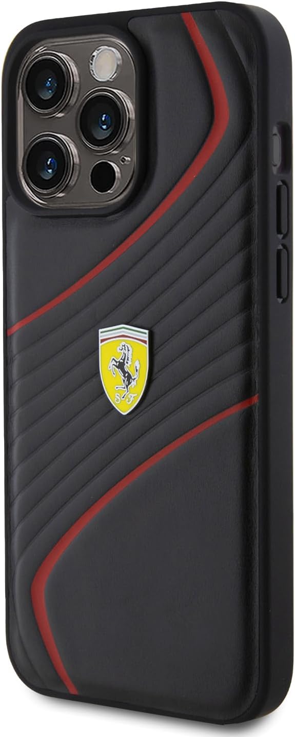 Ferrari FEHCP15XPTWK Hülle für iPhone 15 Pro Max 6.7" Schwarz hardcase Twist Metal Logo