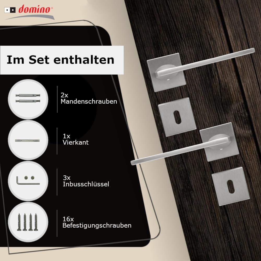 domino Türgriff DIANA-QR M6 BB-Buntbart Drückergarnitur für Zimmertüren Türdrücker-Set Rosetten-Garn