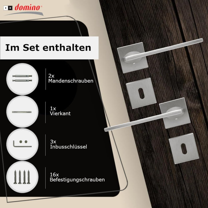 domino Türgriff DIANA-QR M6 BB-Buntbart Drückergarnitur für Zimmertüren Türdrücker-Set Rosetten-Garn