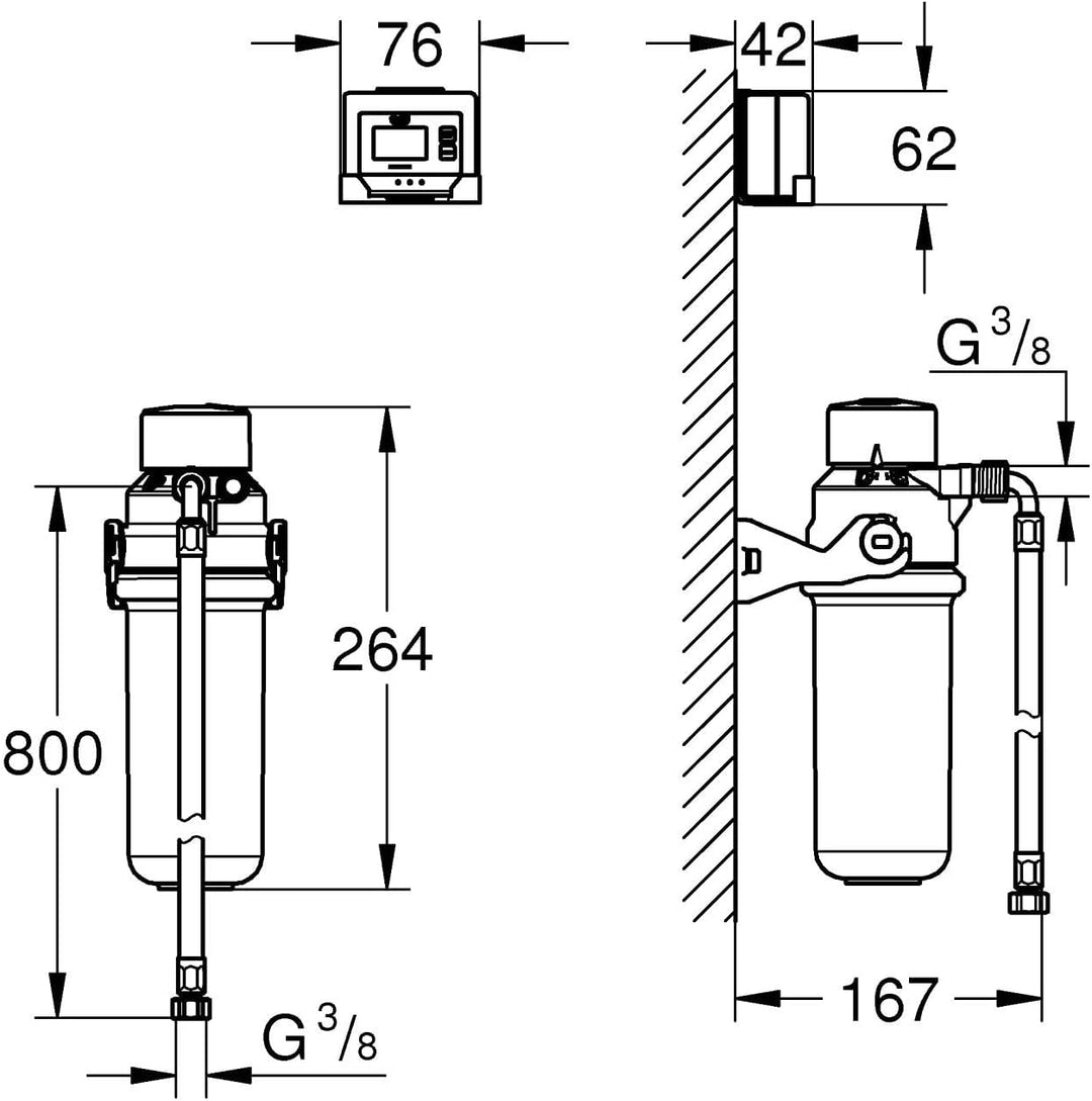 GROHE Blue - Aktivkohlefilter Starter Set (Kapazität 1500 l bei 9° dKH, reduziert geruchs- und gesch