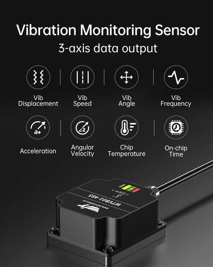 WitMotion WTVB01-485 IPX8 wasserdichter Vibrationssensor-Wandler, Modbus RTU 3-Achsen (XYZ), Vibrati