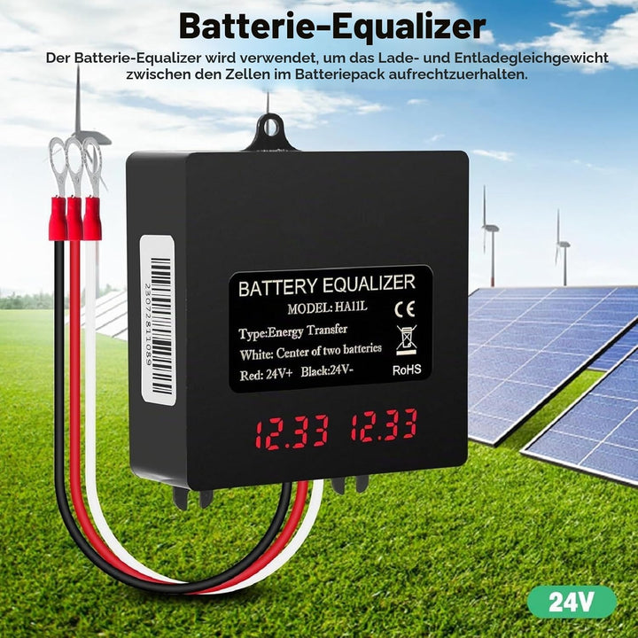 DEWIN Batterie-Balancer, Batterie-Equalizer 24V Digitalanzeige 2 x 12V Batterie-Balancer for Blei-Sä