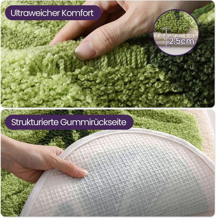 DEXI Badezimmerteppich 50 x 100 cm, Badematte rutschfest Absorbierende mit Monstera Pflanzenmuster,