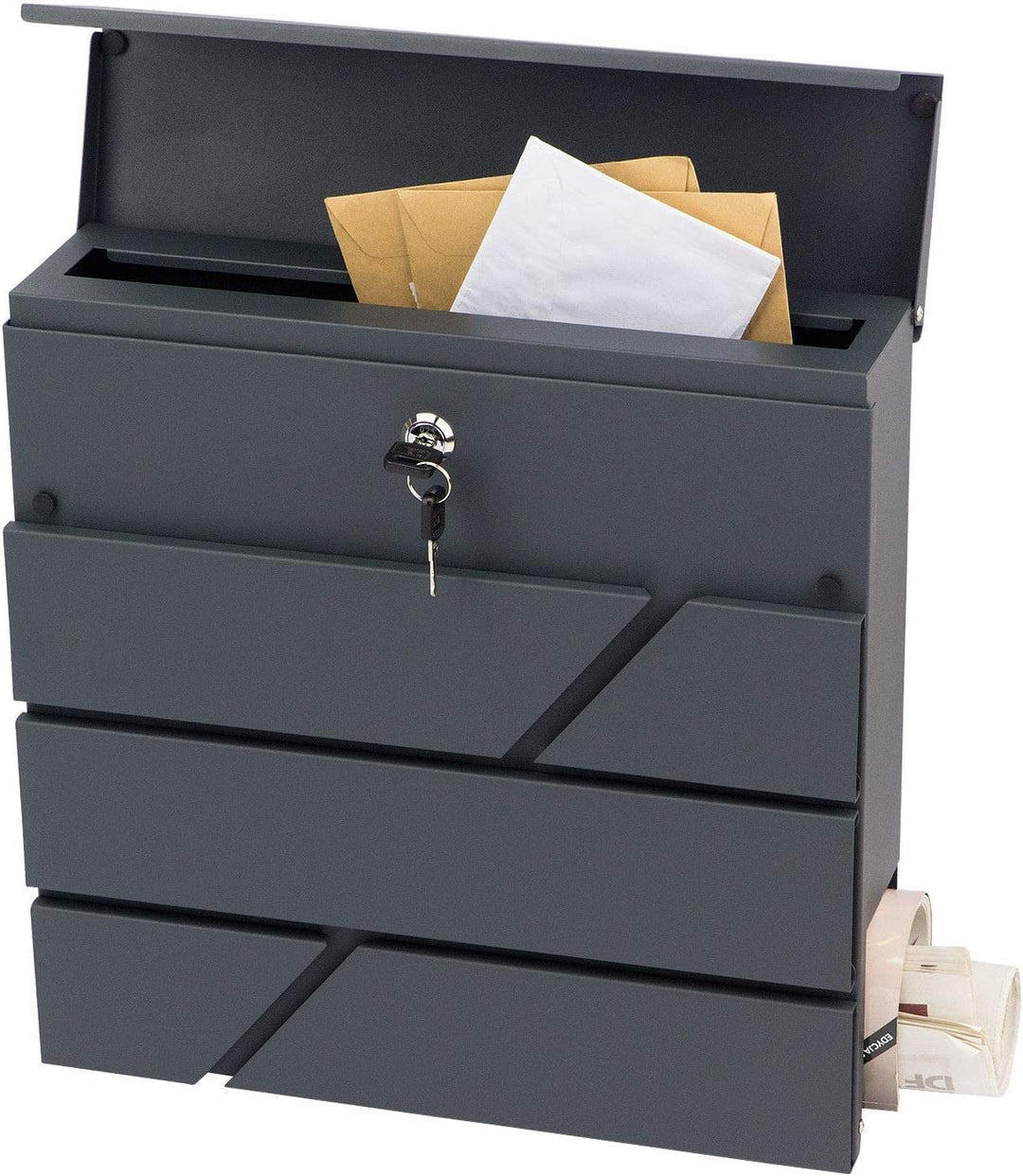 Verda Personalisierter Briefkasten mit Zeitungsfach, 37 x 37 x 10,5 cm, Anthrazit RAL7016 + 2 Schlüs
