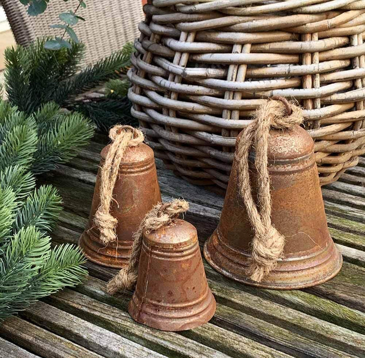 zeitzone Glocken-Set Zink Rostig Weihnachtsglocke 3 Stück Weihnachtsdeko