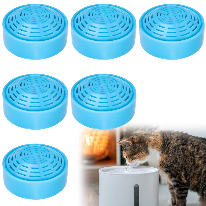 Filter Katzenbrunnen, 6 Stück Katzenbrunnen Filter, Trinkbrunnenfilter mit 2 Liter Edelstahl Runde H