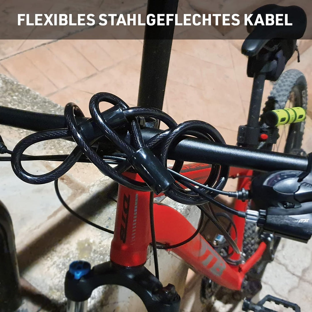 urban UR80150B Fahrradschloss Bügelschloss 80x190 Gehärtet, Hohe Sicherheit mit flexiblem Stahlkabel