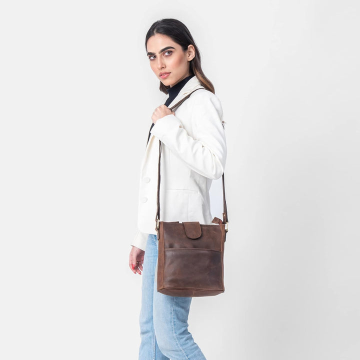 LEABAGS Leder Handtasche Damen I Premium Echtleder Umhängetasche I Damen Schultertasche I Damentasch