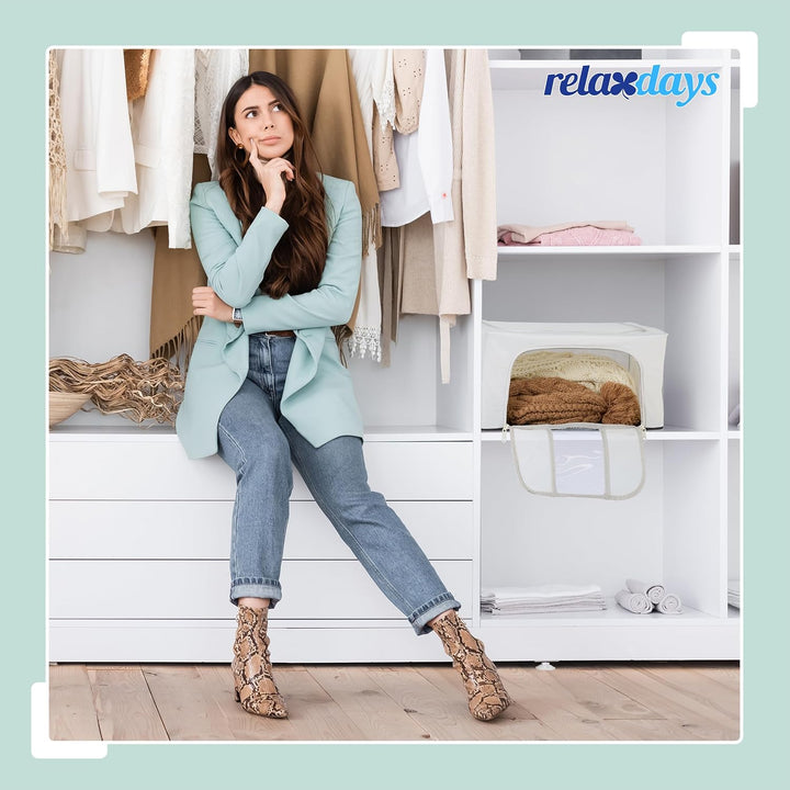 Relaxdays Aufbewahrungstasche 2er Set, Reissverschluss, Bettzeug, Kleidung, Unterbettkommode, HBT: 2
