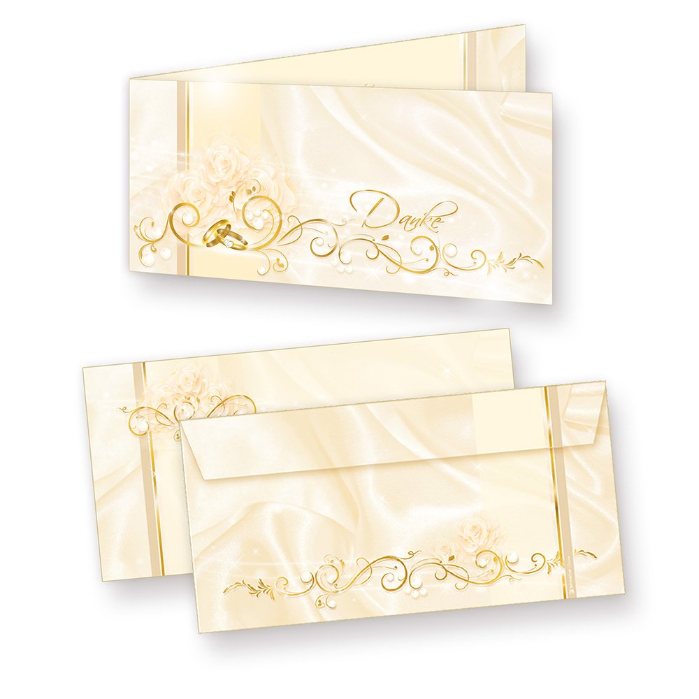 tatmotive Danksagungskarten Hochzeit PERLMUTT (10 Sets) sehr elegante Dankeskarten für Hochzeit, ink