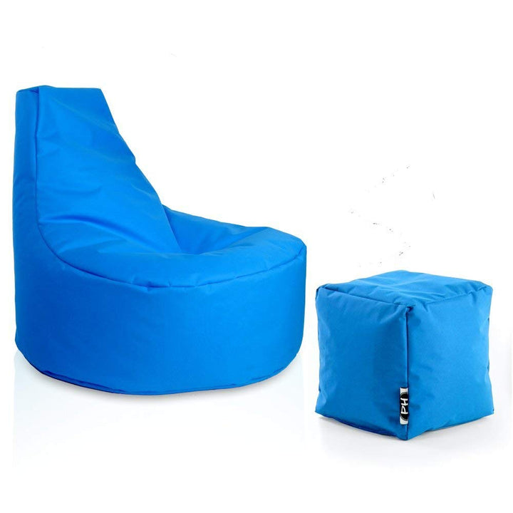 PATCH HOME Gamer Sessel inkl. Würfel Bean Bag Set Ø75cm, 30cm Sitzhöhe, 80cm Höhe + 35x35cm Würfel K