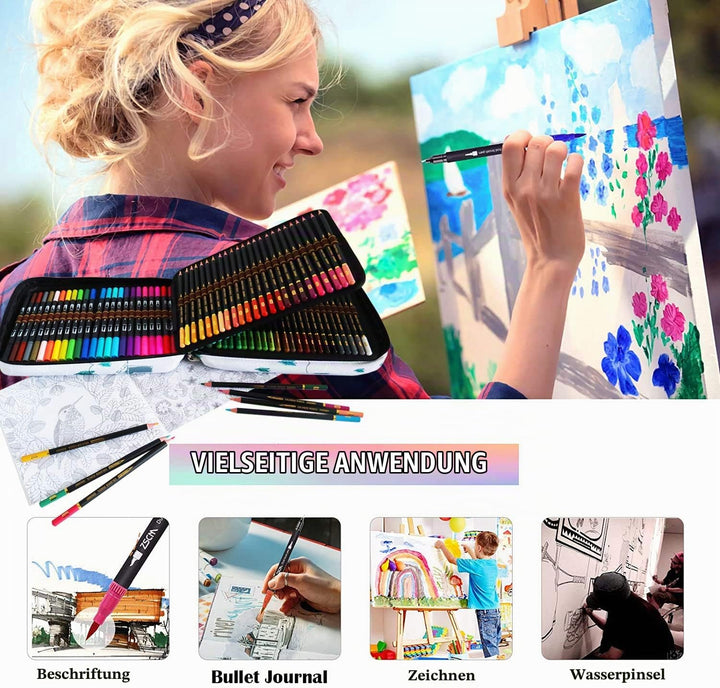 YJYHART Aquarellstifte Pinsel Marker Stifte Set,Filzstifte Doppelseitig,Buntstifte Professionell Zei